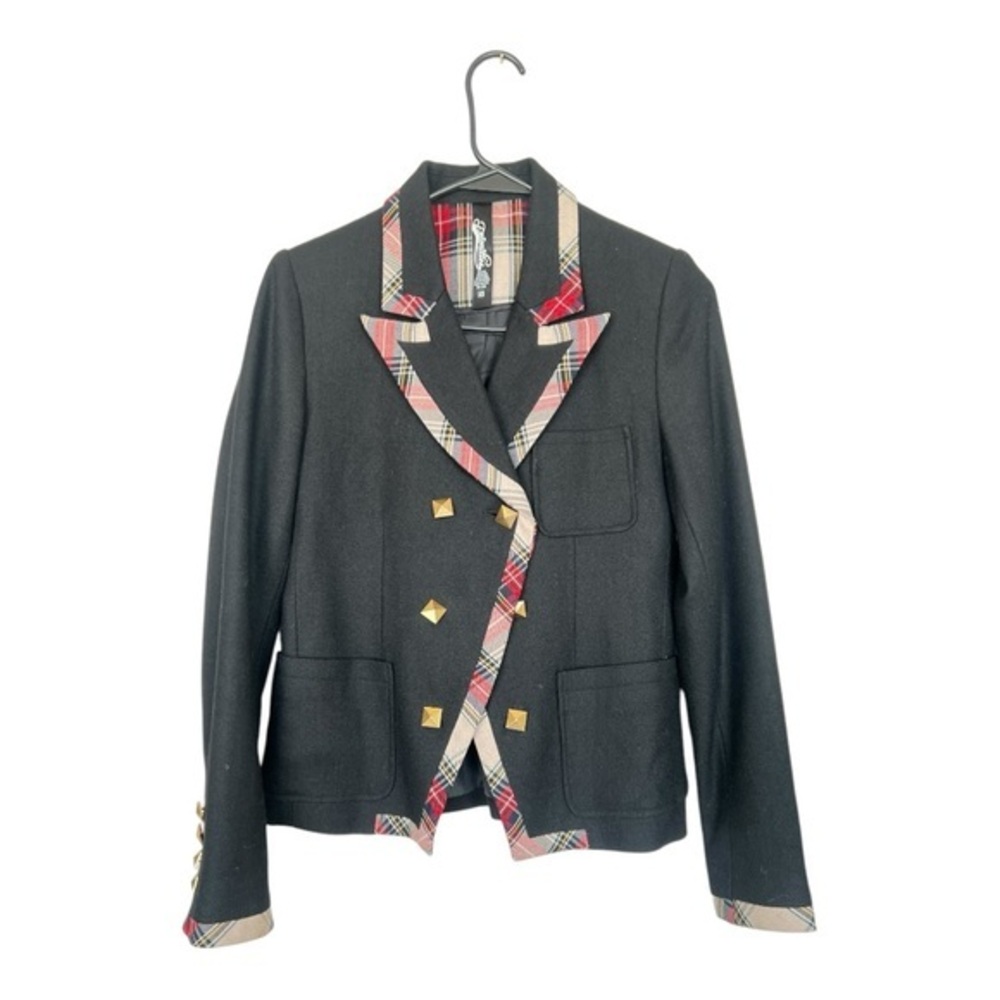 Priorities Black Blazer with Plaid Trim Size XS